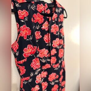 Banana Republic Black and Red Floral Midi Dress